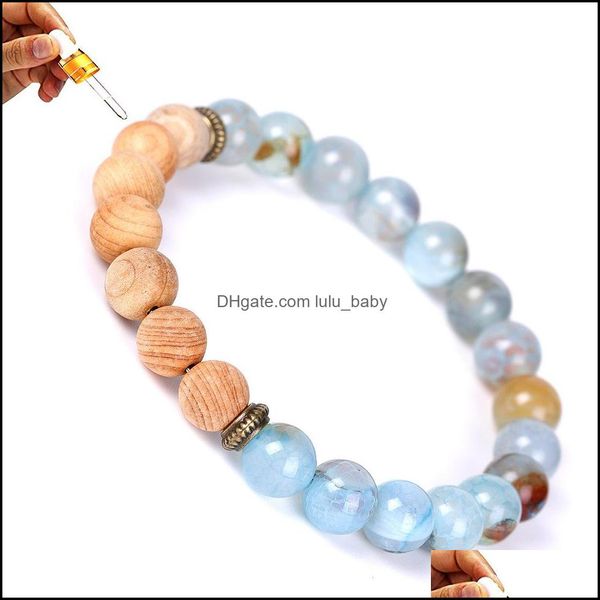 beaded strands ice crack stone wooden beaded strand essential oil diffuser bracelet nce yoga friendships jewelry for women men drop dhqgx, Black